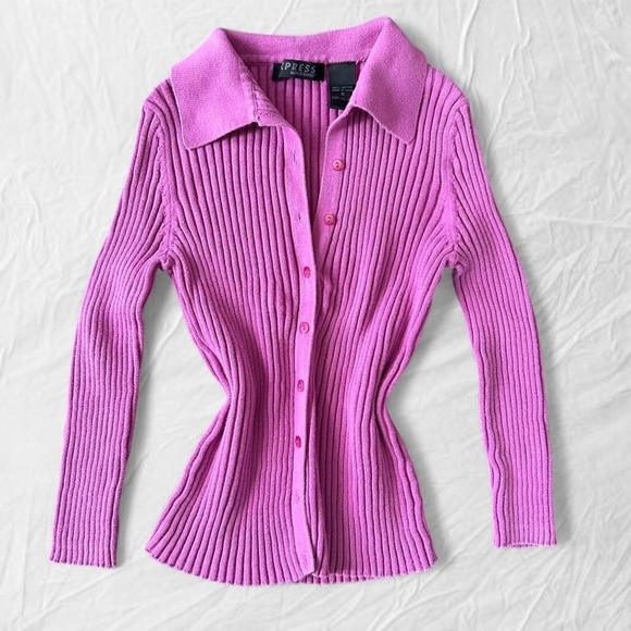 Express Sweaters - Vintage Express magenta button up sweater